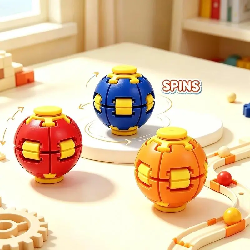 Unisex Compact Plastic Press-Rotate Fingertip Stress Ball, Hand Rotation Toy for Daily Relaxation, Stress & Anxiety Relief (Party Bag Gift, Home & Festive Supply)