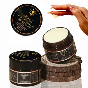 MOIKA Honey Tallow Skin Cream - All-Natural Moisturizer with Grass-Fed Beef Tallow & Honey Balm Blend for Face Body & Hands - Ultra-Nourishing Nightly Facial Cream for Deep Hydration