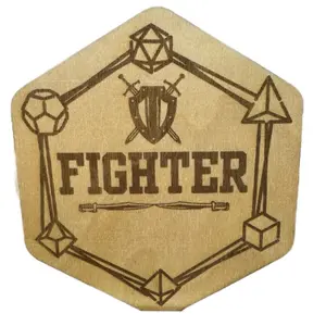 Fighter Dice Box - Handmade Baltic Birch Wood Laser Engraved Magnetic Storage for Dungeons and Dragons Dice Sets