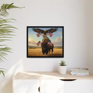 Patriotic Wildlife Stack Matte Canvas Framed Print