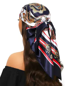 Luxury Printed Scarf, All-Season Shawl, New Fashion Neck Wrap, Travel Silk Scarf, 35.4inch Square Scarf, 90x90cm Women's Scarf