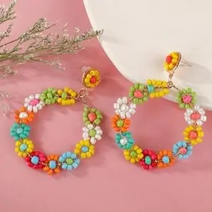 Spring floral beaded earring