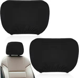 2 count Universal  Headrest Cover Soft Washable Dirt-Proof   Rest Protector Universal Headrest Covers  Accessories Headrest Cover for    (Black)