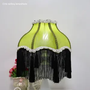 Vintage Royal Style Fringe Velvet Lamp Shade, Pearl Lace Decor Table Lamp Shade, Blue and Velvet Fabric Shade Light Fixture, Elegant Ornate