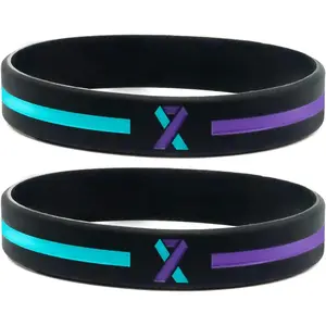 Teal and  Awareness Ribbon Wristbands (6-pack) -  Rubber Support Bracelets for  Prevention and Sexual Assault Awareness - Unisex Size for Men and Women