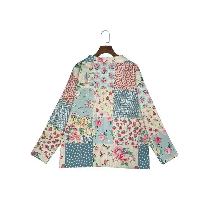 Women's Lightweight Floral Print Cardigan - Long Sleeve, Button-Up, Round Neck, Polyester Knit with Vibrant 3D Geometric Print Patterns in Blue, Pink, White & Green, Perfect for Spring & Fall, Lightweight Cardigan Women's Lightweight Floral Print Cardigan - Long Sleeve, Button-Up, Round Neck, Polyester Knit with Vibrant 3D Geometric Print Patterns in Blue, Pink, White & Green, Perfect for Spring & Fall, Lightweight Cardigan