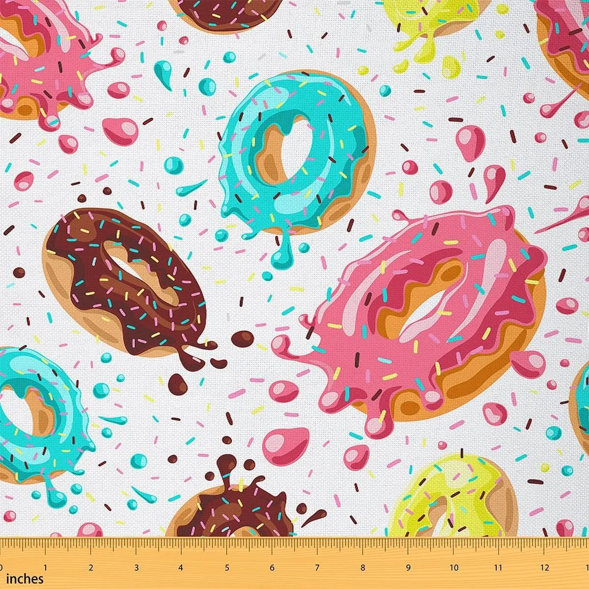 Donuts Fabric By The Yard for Women Men,5 Yard,Chocolate Doughnut Upholstery Fabric,Whimsical Dessert Warm Waterproof Fabric,Reupholstery Fabric, Durable Polyester, Machine Washable Fabric