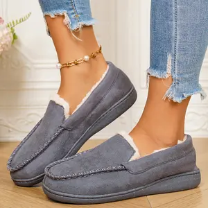 Multi-Color Plush Lined Slippers for Women Comfortable Suede House Fleece Indoor Outdoor Shoes with Fuzzy Interior