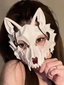 Anime Half-Face Mask Tiger Night Fox Dog Wolf Vulture Costume Prop, Party Performance Cosplay Accessory, Unisex Halloween Fancy Dress