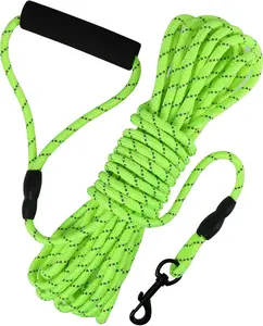 Floating Long Dog Leash, 32Ft Dog Training Leash for Swimming and Lake, Reflective Long Rope Lead with Soft Handle for Outside, Yard, Camping, Hiking and Beach (Green)