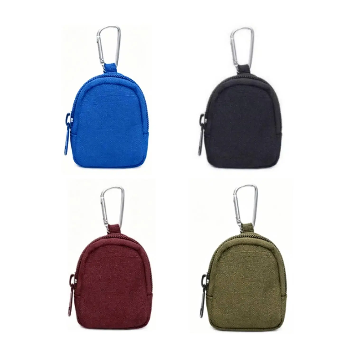 4Pcs Nylon Mini Backpack Charm Keychain Storage Pouches, Multifunctional Compact Coin Purse Wallet with Clip, Lightweight Sporty Key Holder for Earphones Cash Coins, Outdoor Hiking Running Backpack Luggage Accessories Gift
