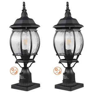 VEVOR 2 Pack Dusk to Dawn Outdoor Post Light, 20.87 in, Waterproof Lamp Post Light Fixtures with 5.5 in Pier Mount Base Glass Shade, Lightning-proof Exterior Pole Column Light for Patio Garden Pathway