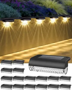 16 Pack Solar Deck Step Lights, Solar Step Lights for Outdoor Stairs, 3000K Warm White, Auto Dusk-to-Dawn, Weatherproof, Low Profile, for Fence Deck Railing Patio