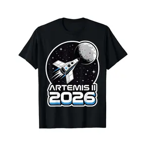 Artemis II Launch to The Moon 2026 Unisex Men Women T-Shirt Casual Outdoor Wear Loose Fit Style Street Hip-Hop T-Shirt Ideal Gift for Couple Parties Or Birthdays