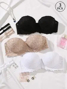 Sexy Lace Push-Up Bra, Breathable Lightweight Underwire Bras, Adjustable Straps, Medium Support, Elegant Style, All-Season Wear