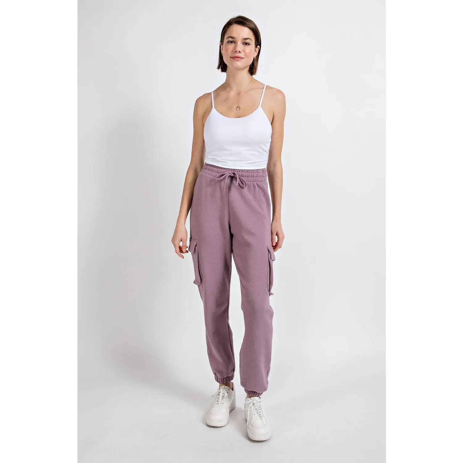 COTTON POLY FLEECE CARGO JOGGER PANTS RAE MODE