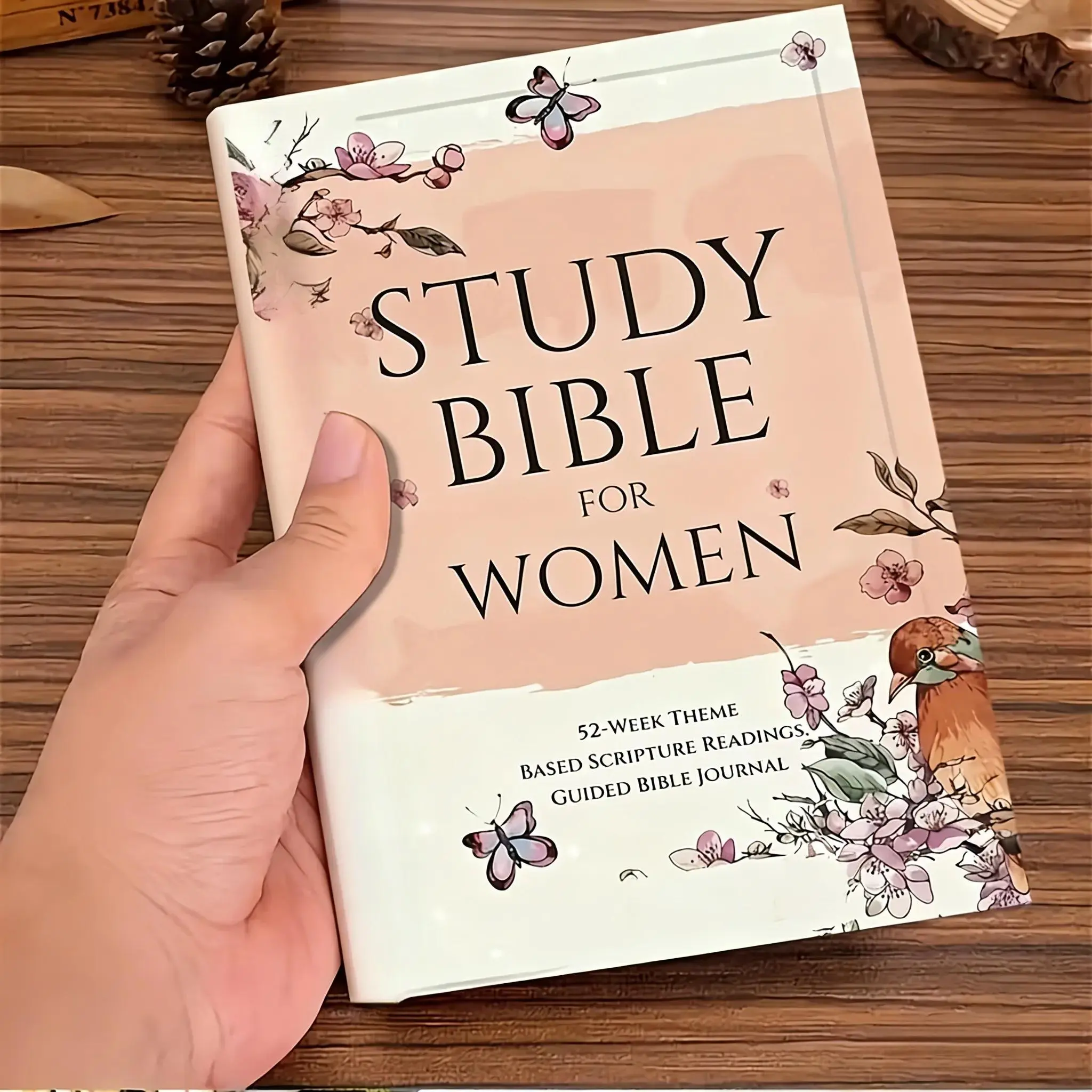 Women's Bible Study Notebook 52-Week Theme Christian Journal A5 Size 2026 New Women'S Bible Study Planner Scripture Study And Prayer Recording Elegant Pink Religious Gift