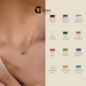 GGIRL 12 Zodiac Birthstone Necklace 12 Birthstone Zircon Necklace Moonstone Necklace, Sparkling Zircon Unisex Fashion Jewelry Exquisite and Ideal Birthday Gift