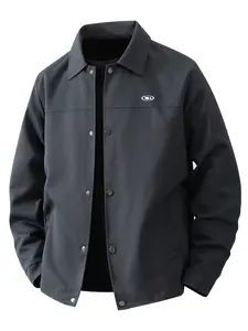 Men's lightweight casual jacket, buttoned front and closure, lightweight business collar jacket, machine washable, polyester fiber, easy to maintain fabric, suitable for daily leisure, work travel, outdoor casual wear - Spring and Autumn