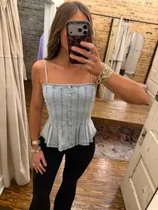 Pearl Button Down Top Demin