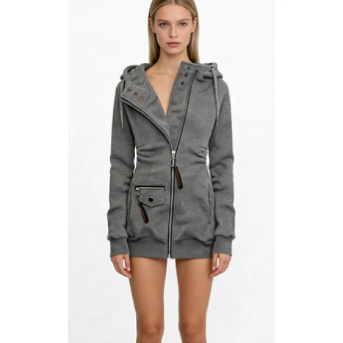 Trendy Hooded Sweatshirt for Women Perfect for Autumn and Winter Featuring Patchwork Details Drawstrings and Pockets Long Sleeve Casual Fit long sleeve tops women clothes for women vintage sweatshirts jacket for women Womenswear Polyester Solid Style Tops