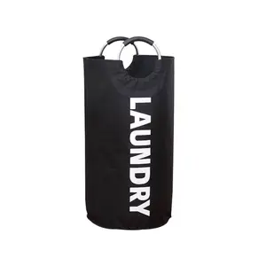 Foldable Fabric Laundry Basket, Large 90L Capacity, Waterproof Hamper with Padded Aluminum Handles, Stands Upright, Easy Storage for Family