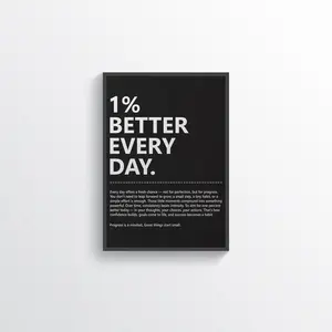 1% Better Every Day Wall Art, Motivational Quote Poster, Growth Mindset Print, Entrepreneur Office Decor