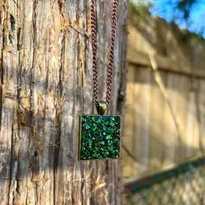 Natural Crystal Necklace For Grounding, Protection, And Psychic Visions, Moss Agate, Natural Turquoise, Witch’s Dream Blue Sea Salt Talismans