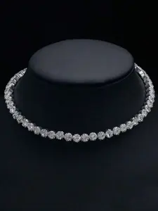 Round Single Drainage Rhinestone Necklace, Unique Women's Wedding Evening Party Jewelry, Elegant Accessory for Special Occasions