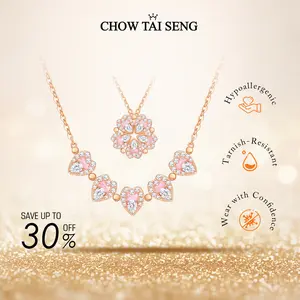 【ChowTaiSeng Jewelry】Silver Transformable Peach Blossom Heart Necklace