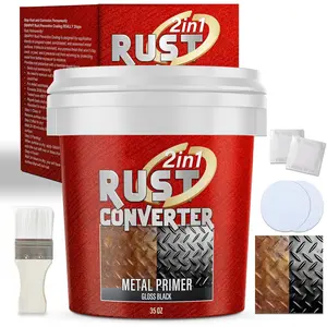2-in-1 Rust Converter & Metal Primer, 35 Floz Matte Black Rust Inhibitor Paint for Metal, Maximum Rust Protection, Stop Rust & Corrosion Permanently