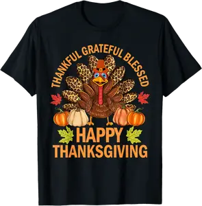 Happy Thanksgiving Funny Turkey Pumpkin Autumn Fall Family T-Shirt - Judithca Shop 77B0DJ57FDVT