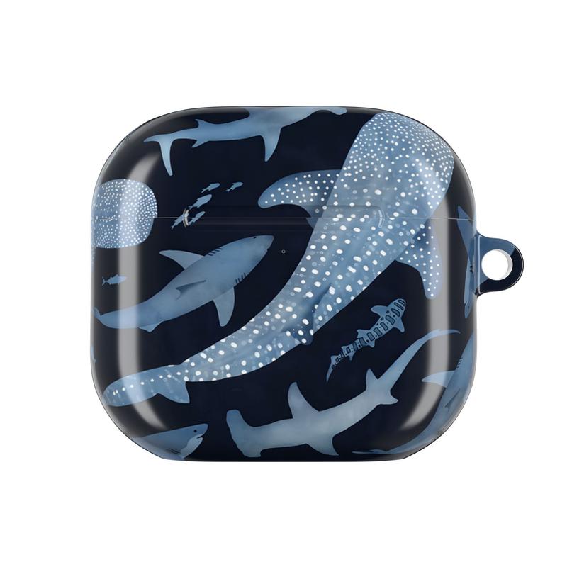 Blue Whale Shark & Hammerhead Shark Ocean Marine Life Pattern Aesthetic AirPods Case Cover for Apple AirPods Pro1,2,3 , AirPods 1, 2, 3, 4