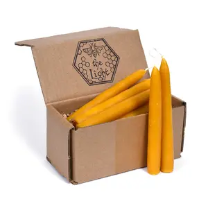 100% Beeswax Six Inch Dipped Tapers Candle Decor - Home & Party Supplies