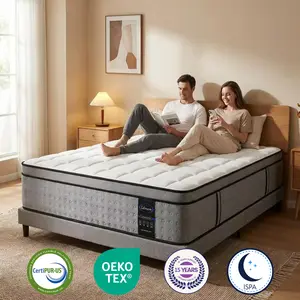 【Lumina Series】12/14 inch spring mattress Queen size King size California king size hybrid mattress in a Box, Medium Firm Memory Foam and Pocket Springs, Strong Edge Support, Pressure Relief