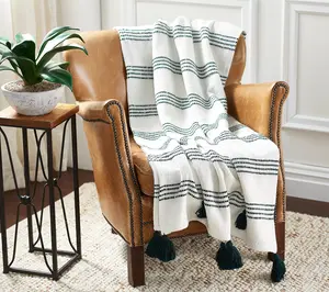House No. 9 by Home Love 100% Cotton Woven Throw w/ Tassels