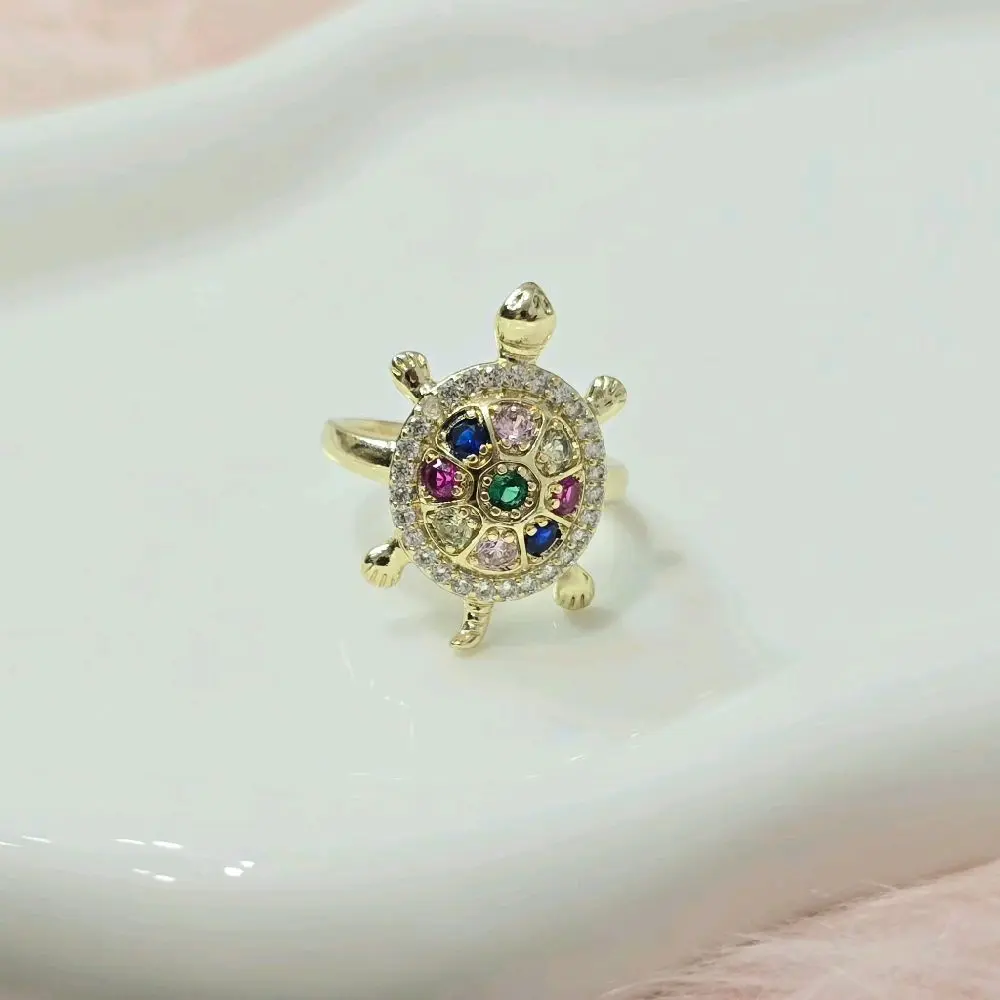 Anillo de Turtuga multicolor. Laminado 14k