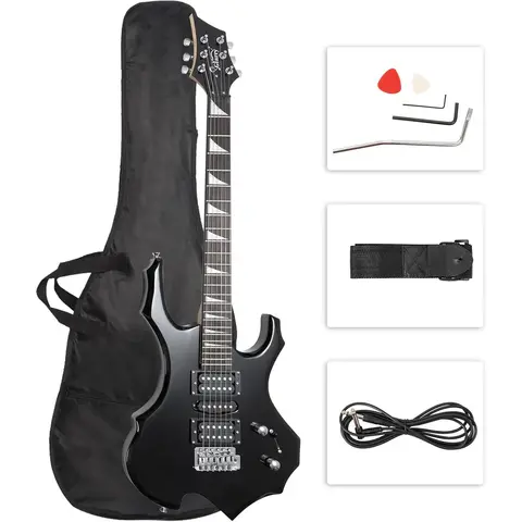 Glarry Fire-Style Electric Guitar Kit for Beginner Teen Boys - Basswood Body, Maple Frets, Humbucker Pickups, Tremolo Arm, 5-Way Switch, Strings, Amp Wire, Volume/Tone Controls, Nut Width Specs, Accessories Pack, 36.2x12.8x1.65in - Musical Instrument Gift