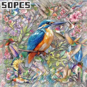 50PCS Hummingbird Aesthetic Stickers Pack, Colorful Bird Nature Art Vinyl Stickers for Laptop Water Bottle Phone Case Skateboard Journal Scrapbook DIY Decoration