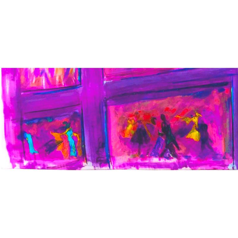 Hollywood Nights, Wall Art Contemporary Silk Painting