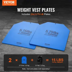 VEVOR Weight Vest Plates, 5.75 LB Pairs, Premium Steel Weighted plates, Contoured Ergonomic Fit - WODs, Additional Weight for Weight Vests, for Strength Training, Running, Fitness, Heavy Workouts