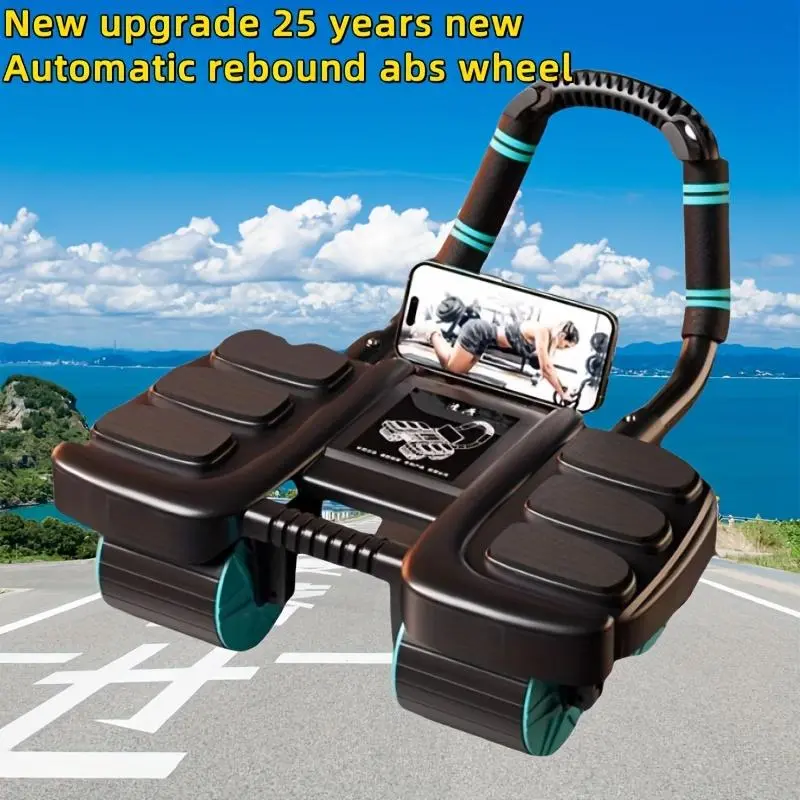 New Upgrade 25 Years New Automatic Rebound Ab Wheel with 6 Elbow Pads for Core Strength Training & Body Coordination Exercises Indoor Outdoor Use