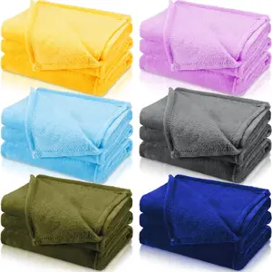 6 count Fleece Sleepover Blankets for Girls Soft Fuzzy Throw Blanket Bulk Warm Flannel for  Slumber Movie Night Wedding( Color,40 x 60 Inch)