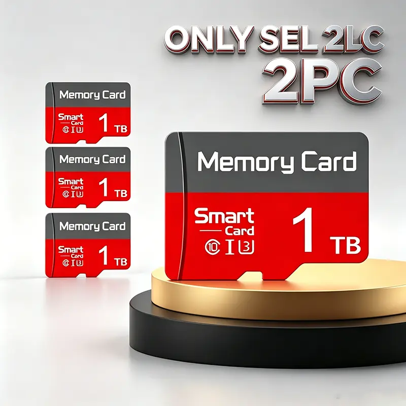 2 Pack 1TB MicroSDXC Card with SD Adapter, Durable Micro TF SD Cards for Dash Cams & Car Audio, Waterproof Shockproof SD Memory Card for Surveillance Cameras & Car GPS, Micro SD Card for Mobile Phones & Smart Watches, SD Card for PC, Tablets & Cameras