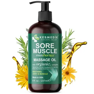 Kesmedik Sore Muscle Massage Oil for Massage Therapy with Arnica, Eucalyptus & Tea Tree Oil Blend for Muscle Relief, Recovery, Softens Skin & Massage for Professional & Home Use, 16 fl oz
