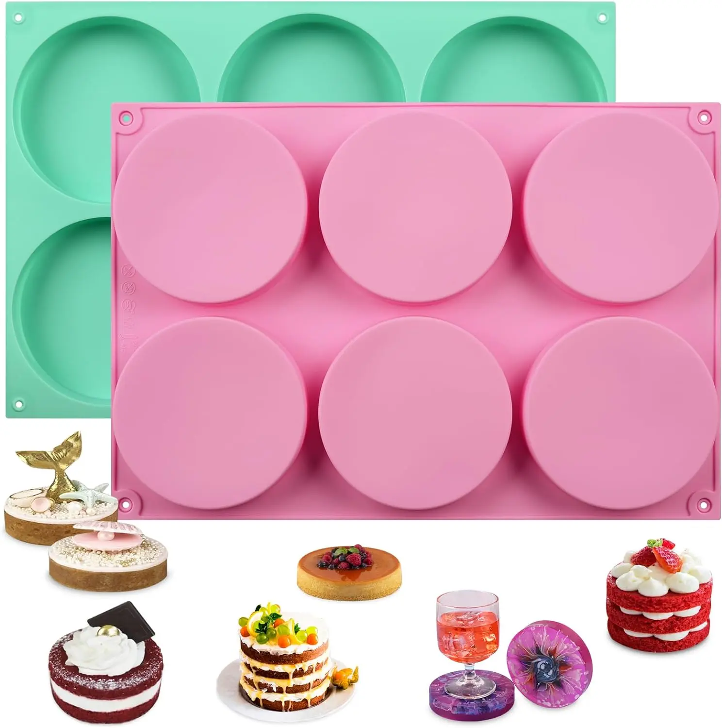 2 Pcs Silicone Muffin Top Pans for Baking, 4 Inch Non-Stick Round Baking Molds for Mini Cake, Muffin Top, Dessert, Hamburger, Sandwiches Making