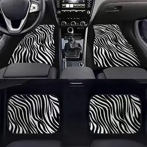 4pcs Car Floor Mats Zebra Pattern, Automotive Floor Mats, Easy Maintenance, Suitable for Sedans and Suvs, Durable and Stylish, All-Weather Protection