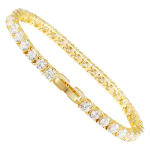 Elegant Zircon Tennis Bracelet for Women, Sparkling Fully Inlaid Crystal Chain, Light Luxury Dainty Jewelry for Wedding Party, Ideal Accessory Gift for Her, Friends & Couples