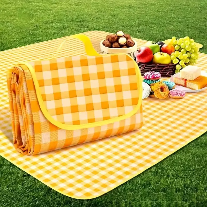 Outdoor Picnic Blanket 1m X 1.5m Non-Woven Fabric, Foldable Beach Mat, Camping Accessory, Outdoor Camping Supplies, Camping Park Hiking Lawn Playground Portable Picnic Pad, Picnic Essentials - Stripes