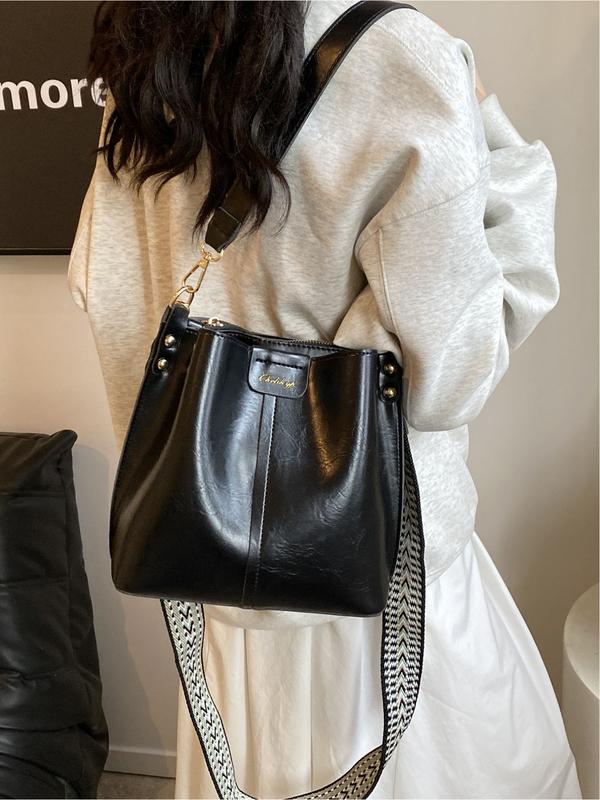 Vintage Large Capacity Bucket Bag, Fashion Casual Shoulder Crossbody Bag for Outdoor Travel Commuting, Stylish Unisex Handbag, Fashionable Crossbody Bag Vintage Large Capacity Bucket Bag, Fashion Casual Shoulder Crossbody Bag for Outdoor Travel Commuting, Stylish Unisex Handbag, Fashionable Crossbody Bag